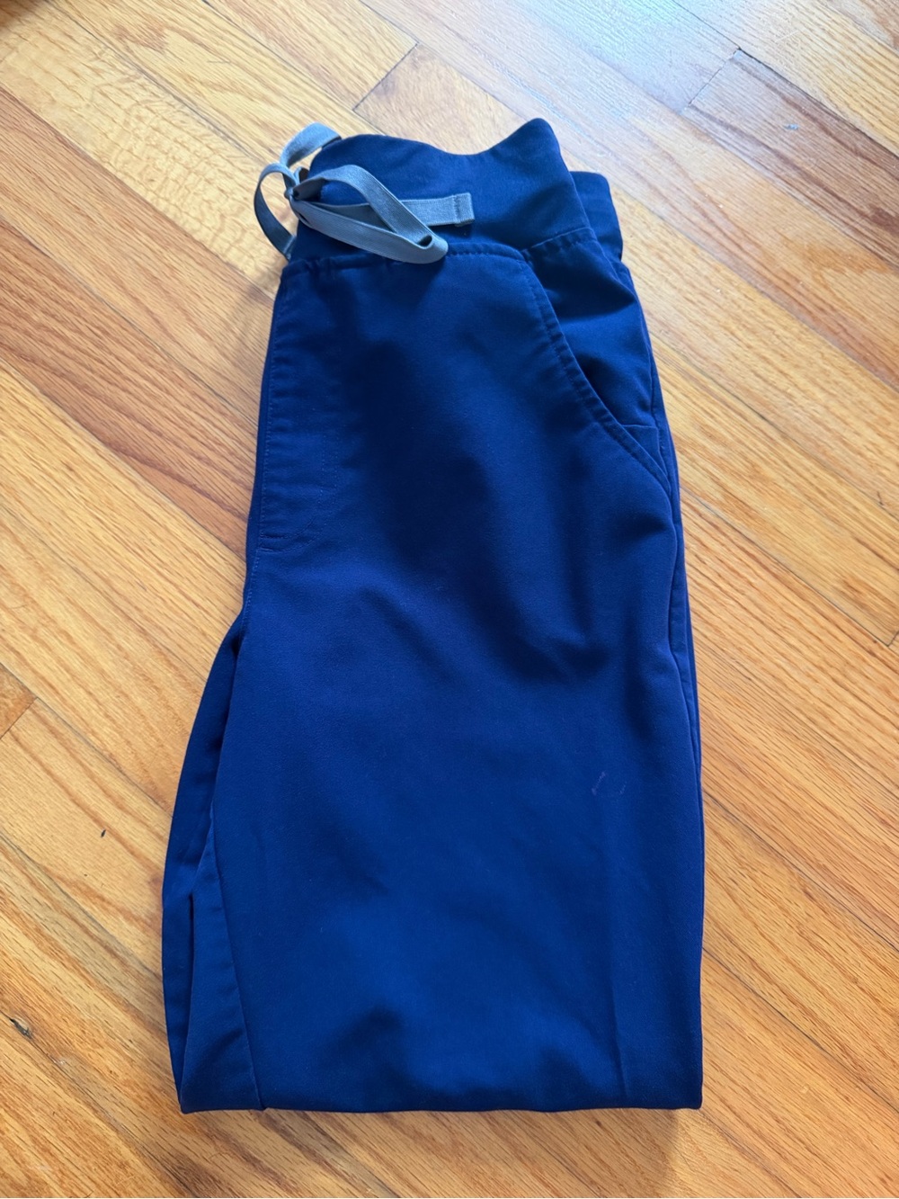 Figs Navy Jogger Sweatpants with Gray Drawstring